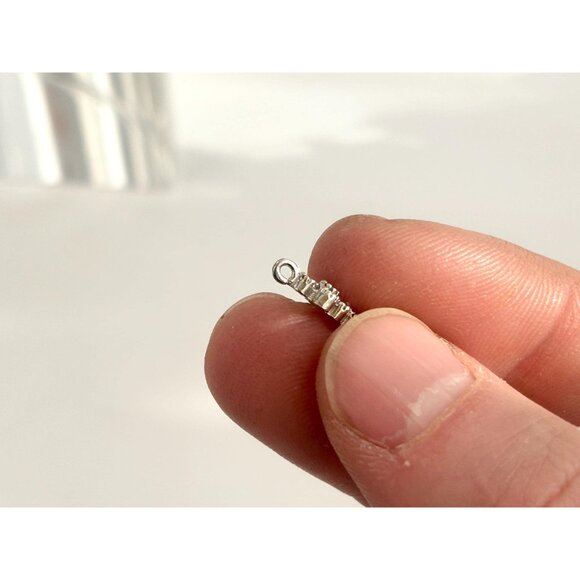 Cross Shaped CZ Accented Catholic | Christian Silver T Vintage Pendant | Charm - Picture 5 of 8